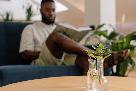 calm break room with plants