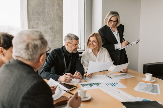 Healthcare professionals discussing in a meeting