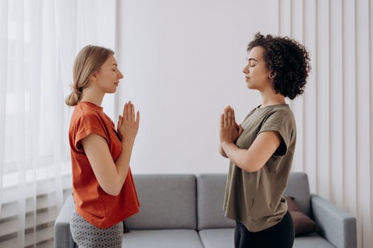 nurse practicing mindfulness in a break room