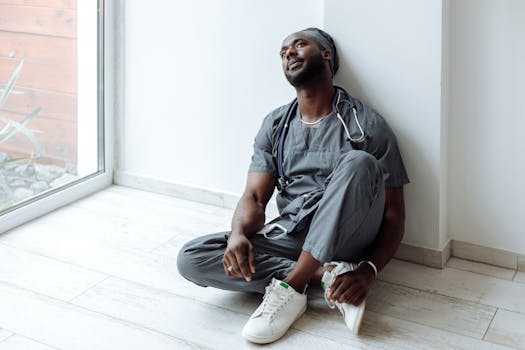 resting healthcare professional in a break room