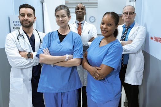 busy emergency room with medical staff